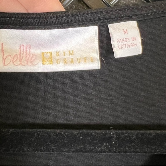 Belle by Kim Gravel Women’s V-Neck Black Faux Leather Mix Dress Size M - Picture 4 of 11